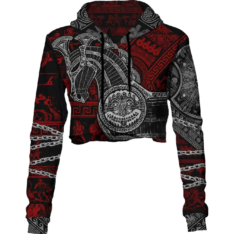 Women's quarter - zip sweatshirt made of organic cotton for eco - conscious fashionTrojan Crop Hoodie