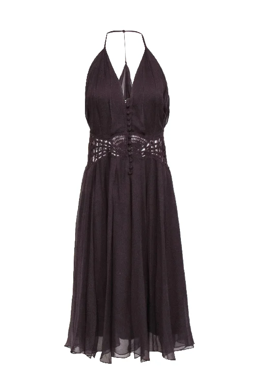 Wrap - Style Women Dress with Adjustable Fit for All Body Types Wrap - Style Women Dress with Adjustable Fit for All Body Types Alberta Ferretti - Brown Silk Crochet Middle Waist Dress Sz 10