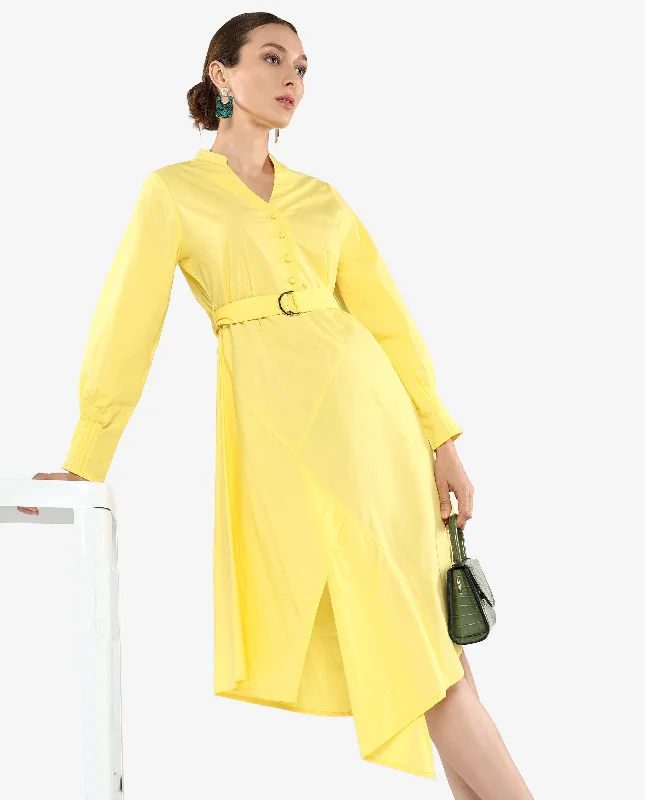 Sheath Women Dress with a Tailored Fit for a Professional Look Sheath Women Dress with a Tailored Fit for a Professional Look Rareism Women Andma Yellow Plain Dress