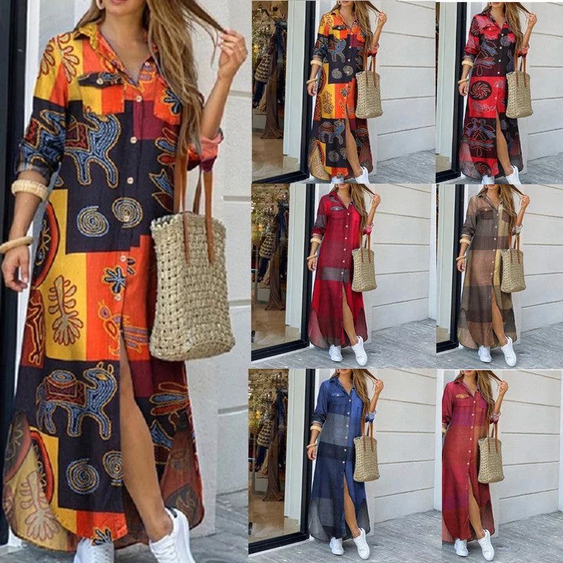 Halter Neck Women Dress to Show Off the Shoulders and Neckline Halter Neck Women Dress to Show Off the Shoulders and Neckline Autumn Other Fashion Long Sleeve Shirt Dress