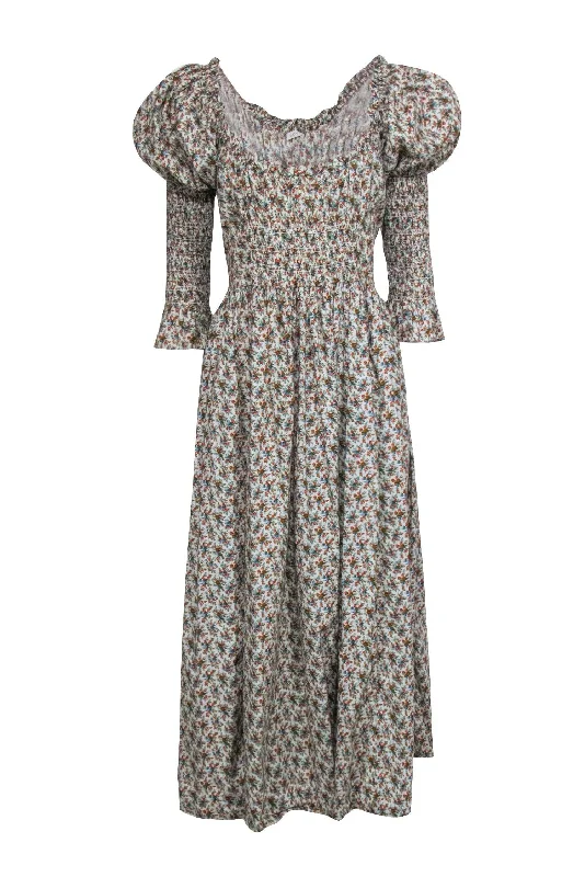 Empire Waist Women Dress to Accentuate the Bust and Conceal the Waist Empire Waist Women Dress to Accentuate the Bust and Conceal the Waist Doen - Ivory w/ Multi Color Floral Print Maxi Dress Sz Xl