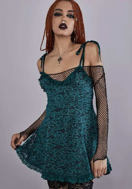 Mini Women Dress with a Short Hem for a Young and Trendy Style Mini Women Dress with a Short Hem for a Young and Trendy Style Emerald Faithfully Doomed Lace Dress