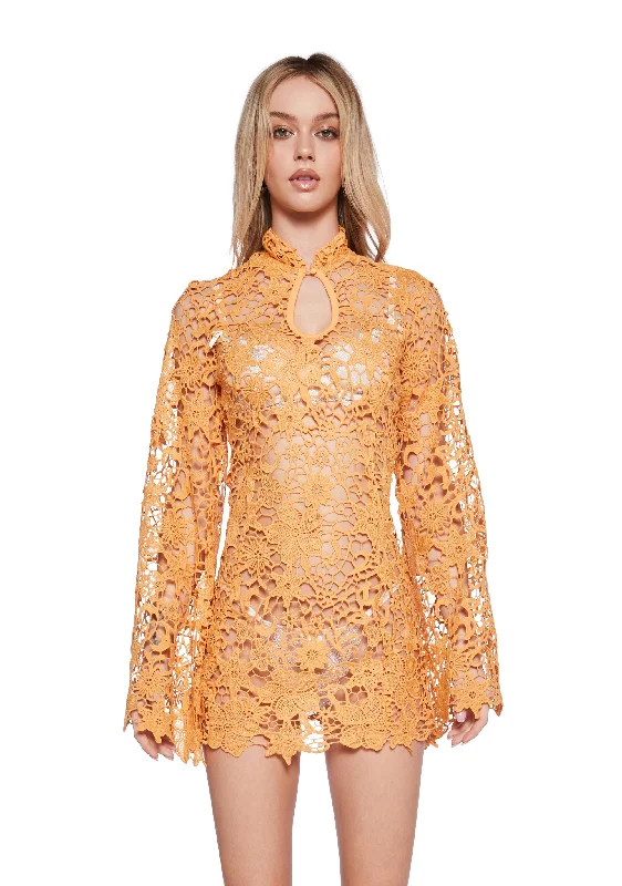 Long - Sleeve Women Dress in Velvet for a Luxurious Winter Look Long - Sleeve Women Dress in Velvet for a Luxurious Winter Look Groovy Kind Mini Dress - Orange