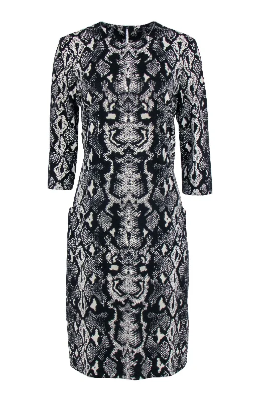 Little Black Women Dress with Sequins for a Glamorous Night Out Little Black Women Dress with Sequins for a Glamorous Night Out J. McLaughlin - Black & White Snake Print Dress Sz L