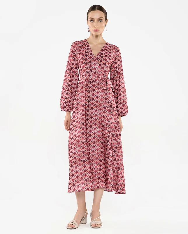 Empire Waist Women Dress to Accentuate the Bust and Conceal the Waist Empire Waist Women Dress to Accentuate the Bust and Conceal the Waist Rareism Women Jorci Multi Bishop Sleeve Over Lap Neck Zipper Closure Fit And Flare Maxi Graphic Print Dress