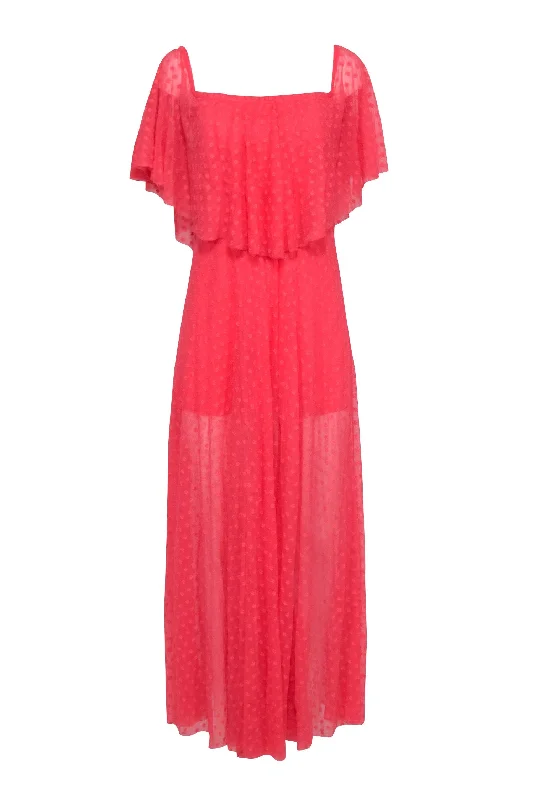 Sleeveless Women Dress in Bright Colors for Summer Parties Sleeveless Women Dress in Bright Colors for Summer Parties Likely - Coral Floral Eyelet Maxi Dress Sz 0