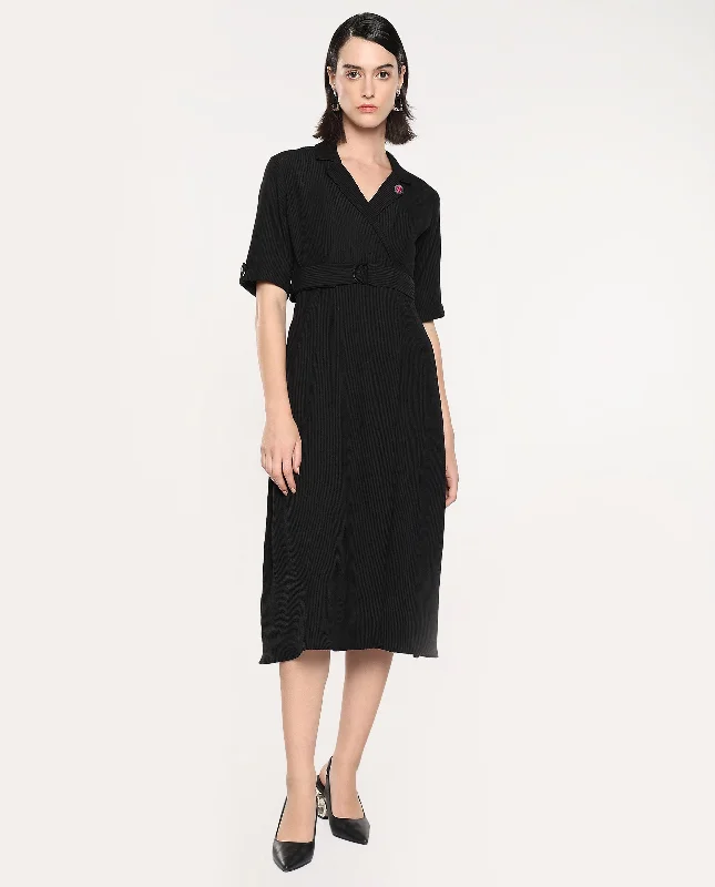 Sleeveless Women Dress in Bright Colors for Summer Parties Sleeveless Women Dress in Bright Colors for Summer Parties Rareism Women Maso Black Short Sleeves Lapel Neck Zip Closure A-Line Midi Plain Dress