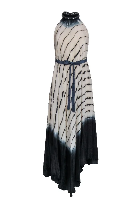 Wrap - Style Women Dress with Adjustable Fit for All Body Types Wrap - Style Women Dress with Adjustable Fit for All Body Types Mes Demoiselles - Cream & Navy Beaded Halter Dress Sz 12