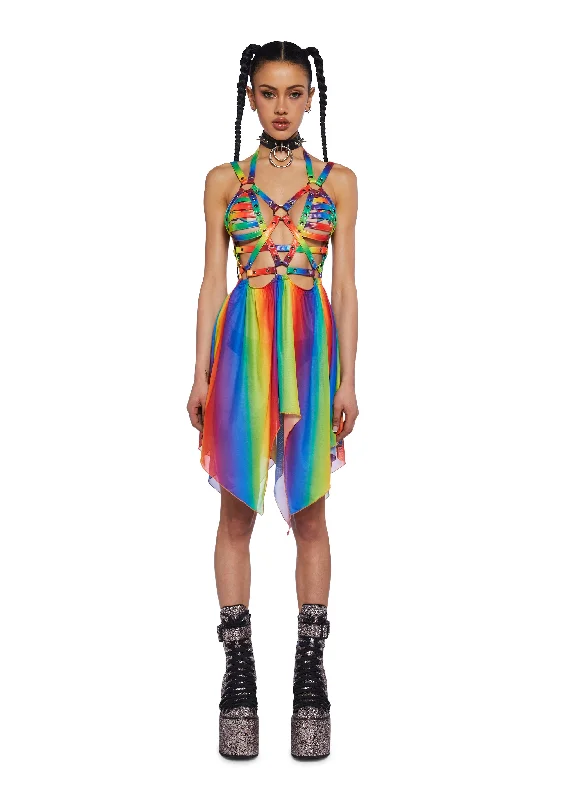 Maxi Women Dress with Floral Print for a Bohemian Vibe Maxi Women Dress with Floral Print for a Bohemian Vibe Celestial Ringmaster Mini Dress - Rainbow