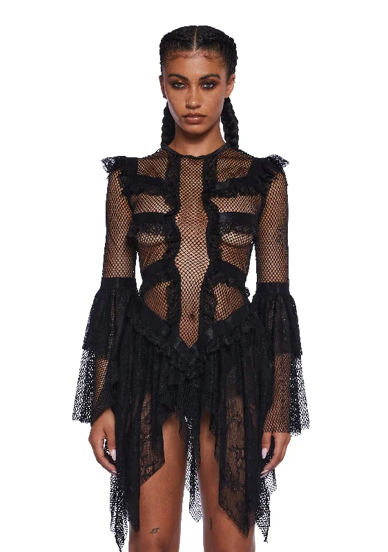 Printed Abstract Women Dress for a Modern and Artistic Appeal Printed Abstract Women Dress for a Modern and Artistic Appeal Saints & Sinners Fishnet Mini Dress - Black