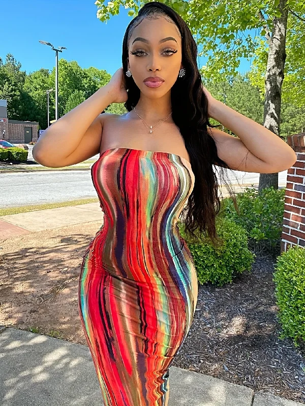 Ruffled Women Dress with Multiple Layers for a Playful and Girly Style Ruffled Women Dress with Multiple Layers for a Playful and Girly Style Sixsr Tie Dye Bodycon Tube Dress, Sexy Backless Stretchy Tube Dress, Women's Clothing