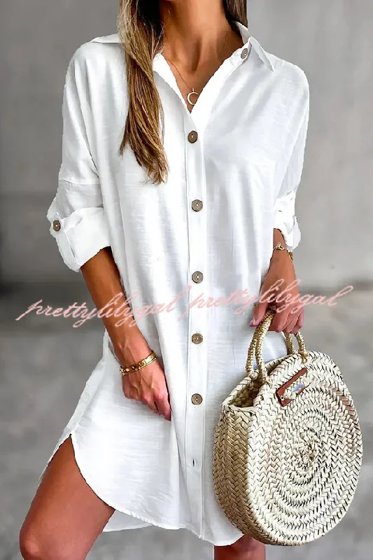 Pleated Women Dress with a Timeless and Elegant Texture Pleated Women Dress with a Timeless and Elegant Texture Solid Color Casual Button-Down Shirt Style Mini Dress