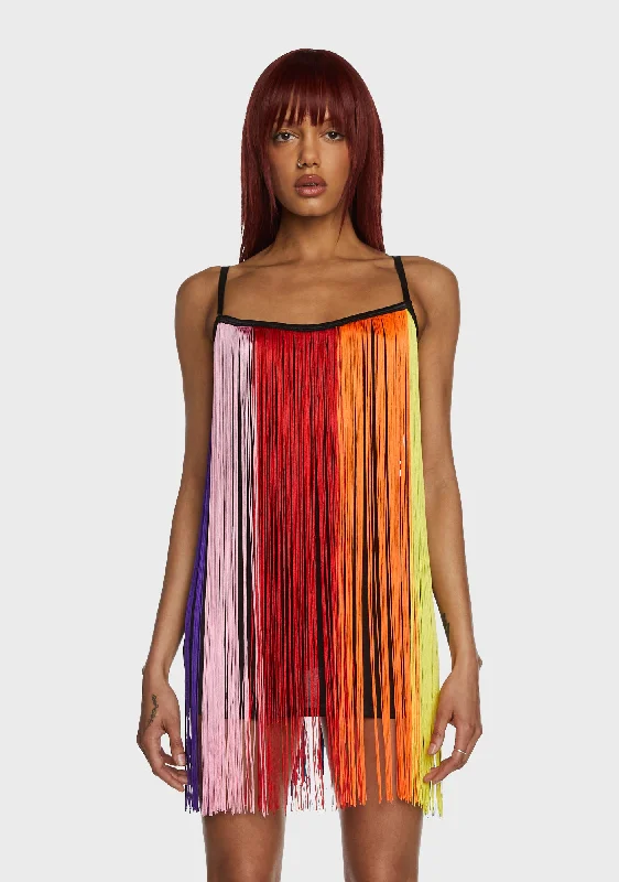 Shift Women Dress with a Simple and Classic Design for Everyday Wear Shift Women Dress with a Simple and Classic Design for Everyday Wear Technicolor Trip Fringe Mini Dress