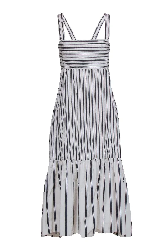 Shift Women Dress with a Simple and Classic Design for Everyday Wear Shift Women Dress with a Simple and Classic Design for Everyday Wear Theory - Ivory & Black Stripe Sleeveless Maxi Dress Sz M