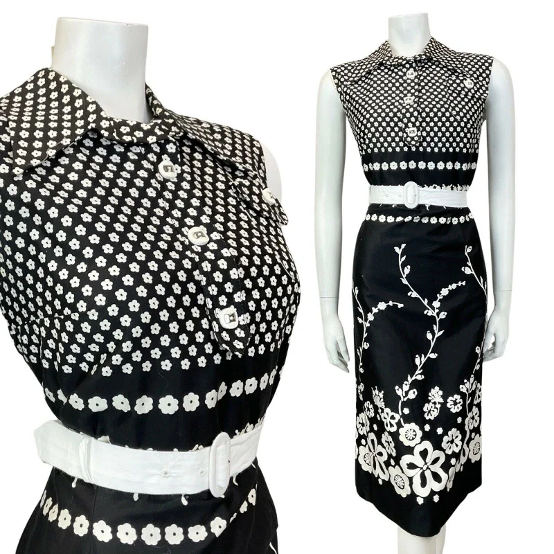 Off - the - Shoulder Women Dress for a Romantic and Feminine Look Off - the - Shoulder Women Dress for a Romantic and Feminine Look VINTAGE 60s 70s BLACK WHITE FLORAL DAISY MOD SLEEVELESS DAGGER SHIRT DRESS 10 12