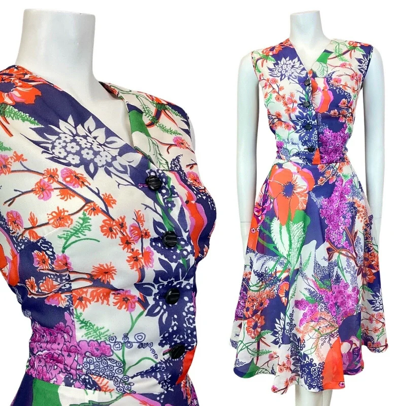 Plus Size Women Dress with a Flattering A - Line Cut for Comfort and Style Plus Size Women Dress with a Flattering A - Line Cut for Comfort and Style VINTAGE 60s 70s PURPLE GREEN RED FLORAL SLEEVELESS FLOATY SWING DRESS 10 12