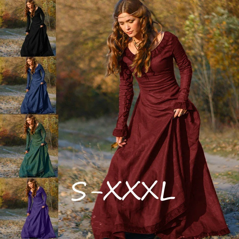 Maxi Women Dress with Floral Print for a Bohemian Vibe Maxi Women Dress with Floral Print for a Bohemian Vibe Women's Classic Basic Model Mid-century Long-sleeved Round Neck Slim-fit Dress