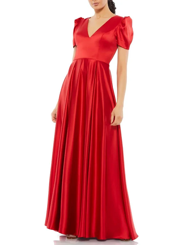 Long - Sleeve Women Dress in Velvet for a Luxurious Winter Look Long - Sleeve Women Dress in Velvet for a Luxurious Winter Look Womens Satin Puff Sleeve Evening Dress