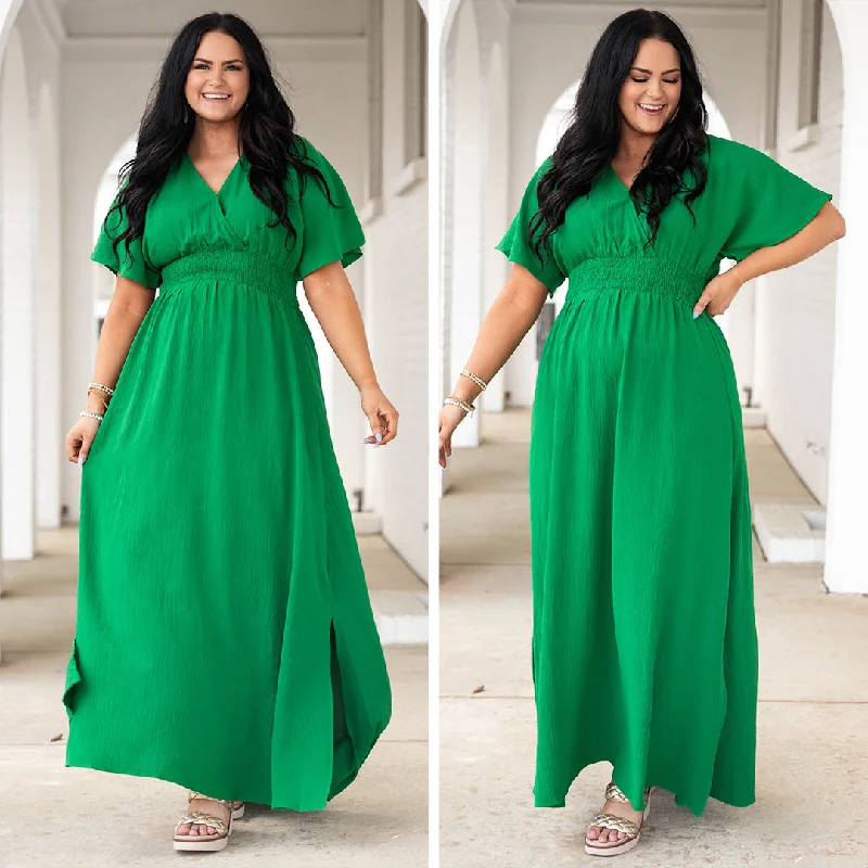 Maxi dresses with one - shoulder designs for a stylish and asymmetric lookFeeling Good Maxi Dress, Kelly Green