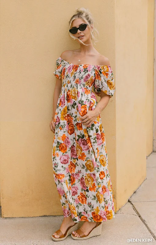 Cotton maxi dresses for a comfortable and everyday - wear optionJoanna Maxi Dress ~ Ivory Hillside Floral Cotton maxi dresses for a comfortable and everyday - wear optionJoanna Maxi Dress ~ Ivory Hillside Floral