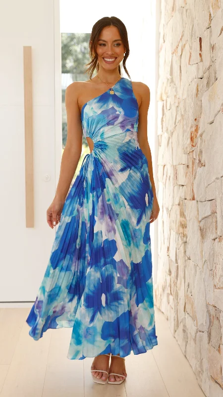 Strapless maxi dresses for a beachside vacationLaken Maxi Dress - Blue Floral
