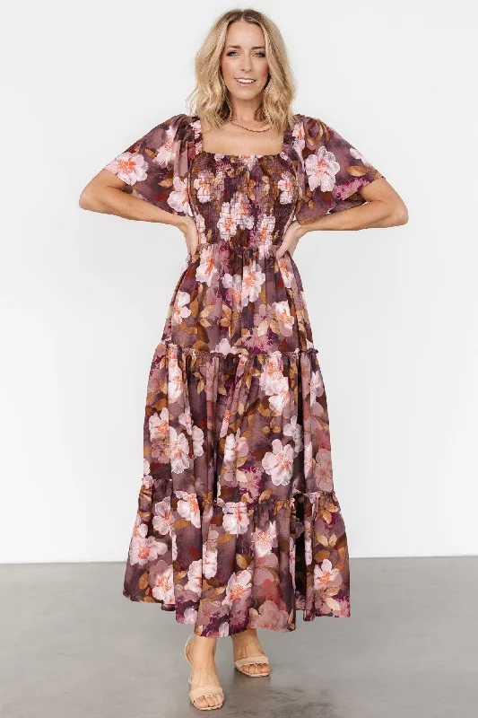 Maxi dresses with a ruched bodice for a more form - fitting and feminine shapeSouthampton Smocked Maxi Dress | Brown Floral