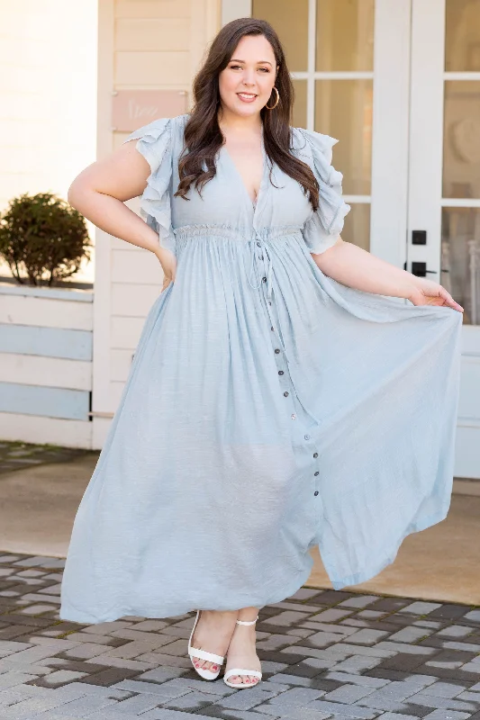 Maxi dresses with ribbed textures for a unique and tactile lookStunning Vibes Maxi Dress, Misty Blue
