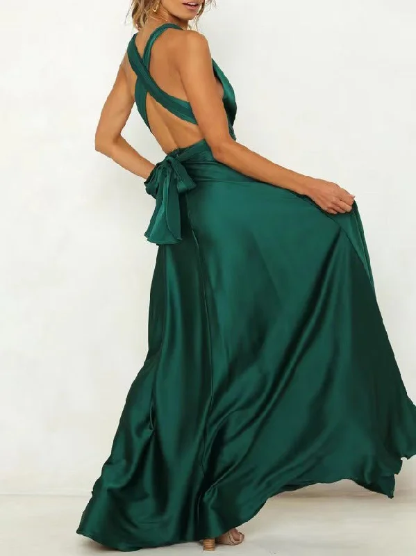 Maxi dresses with polka dot prints for a playful styleLace Up V-Neck Open Back Dress Maxi dresses with polka dot prints for a playful styleLace Up V-Neck Open Back Dress