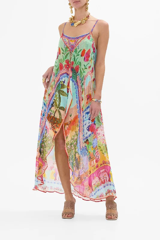 A - line midi dresses with floral prints for spring brunchesMINI DRESS WITH LONG OVERLAY QUEENS OF CREATION