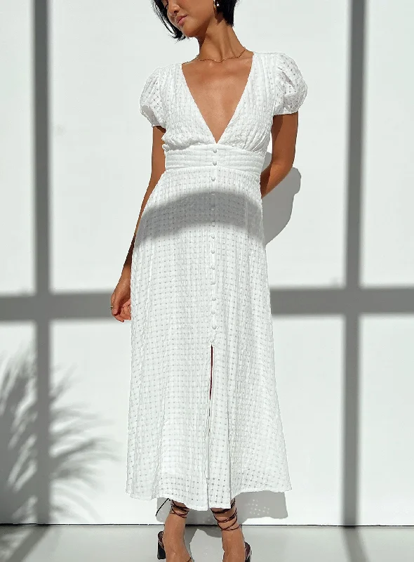 Midi dresses with button - down skirts for a unique and functional designAttal Midi Dress White