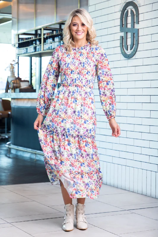 A - line midi dresses with floral prints for spring brunchesHattie Maxi Dress