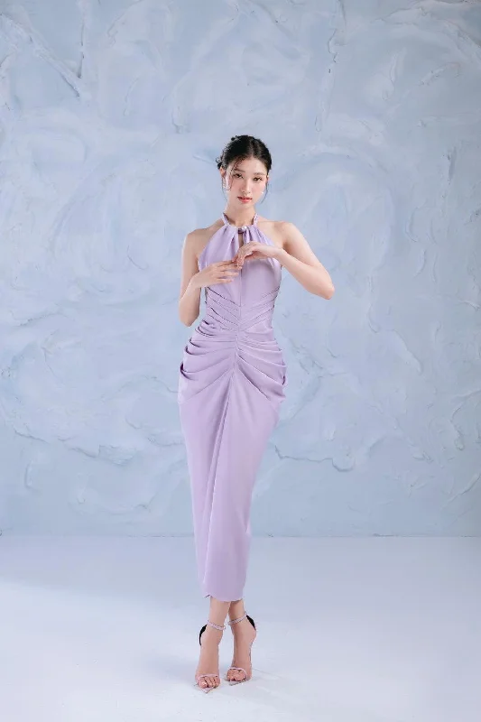 Sheath midi dresses with beaded embellishments for a formal occasionViolet Sarong Halter Neck Silk Midi Dress