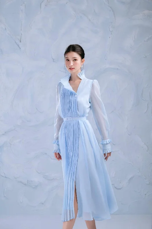 Midi dresses with abstract art prints for an artistic statementWind Shirt Long Sleeved Organza Midi Dress