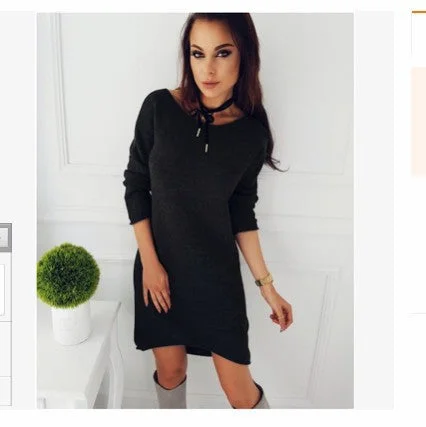 Leather mini dresses for a edgy styleSmoky Mountain Sweater Dress - Black