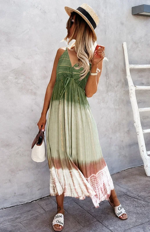 Metallic mini dresses for a glamorous eventBerryBetty - Women's Gradient Tie-Dye Suspender Dress