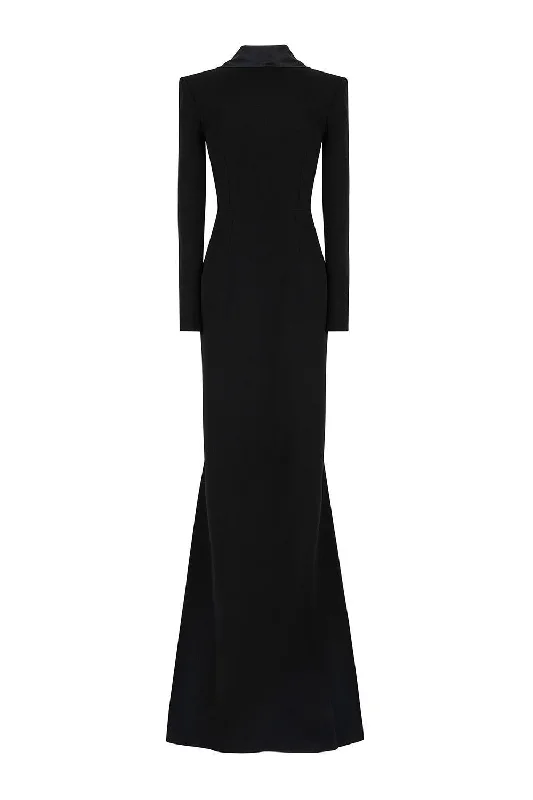 Party dresses with a mermaid silhouette for a figure - hugging fit​Arlene Mermaid Long Sleeved Satin Crepe Floor Length Dress