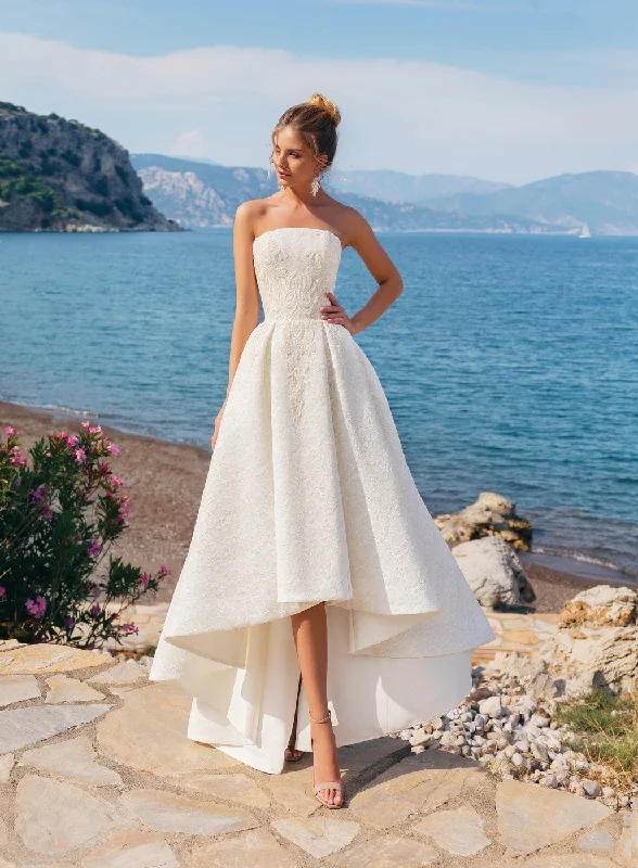 V - neck organza wedding dresses for a romantic touch​Asymmetrical Wedding Gown