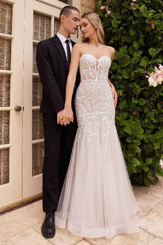 Mermaid silhouette wedding dresses with lace appliques​Cinderella Divine CB126W - Strapless Mermaid-Style Wedding Dress