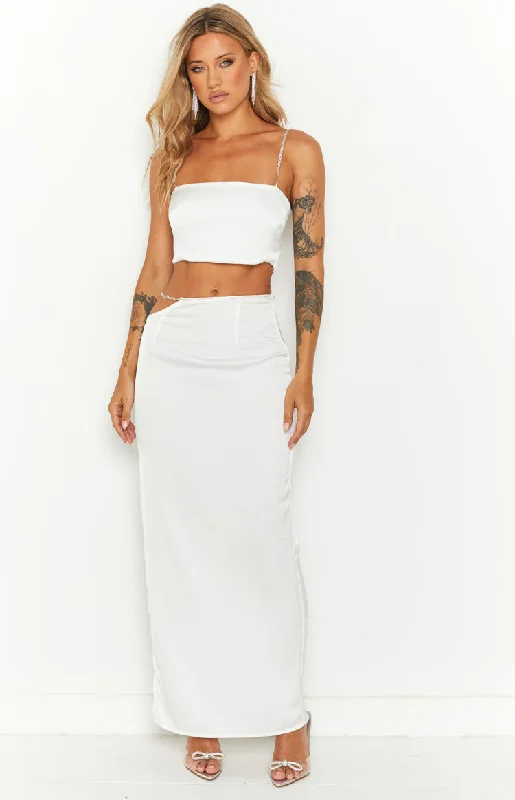 Halter - neck wedding guest dresses with beaded strapsConfetti White Midi Skirt