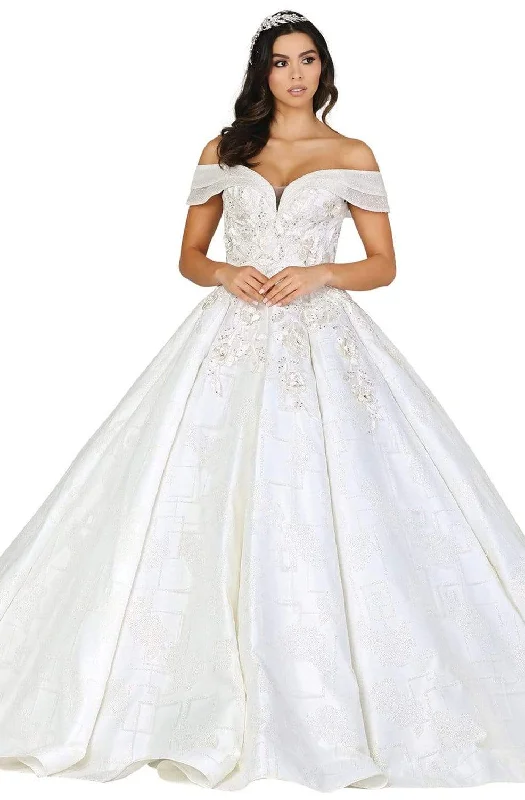 Sequined wedding dresses for a glamorous look​Dancing Queen - 153 Embellished Off-Shoulder Ballgown With Train