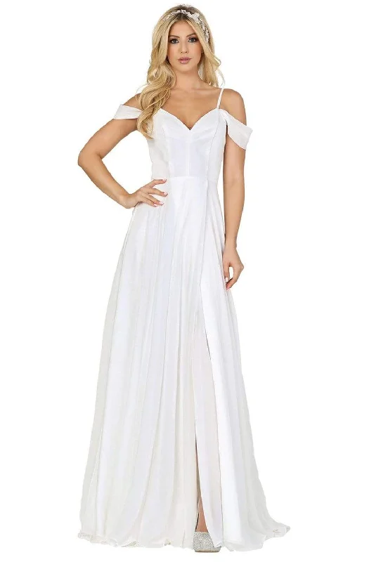 Off - the - shoulder wedding dresses with ruffled sleeves​Dancing Queen - 155 Lace Applique V-neck A-line Dress