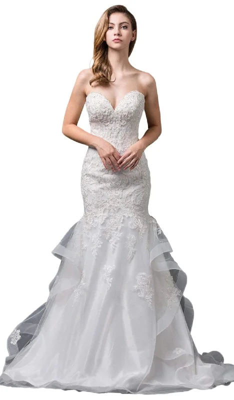 Tulle - over - satin wedding dresses for a soft look​Dancing Queen Bridal - 83 Strapless Embroidered Sweetheart Mermaid Gown