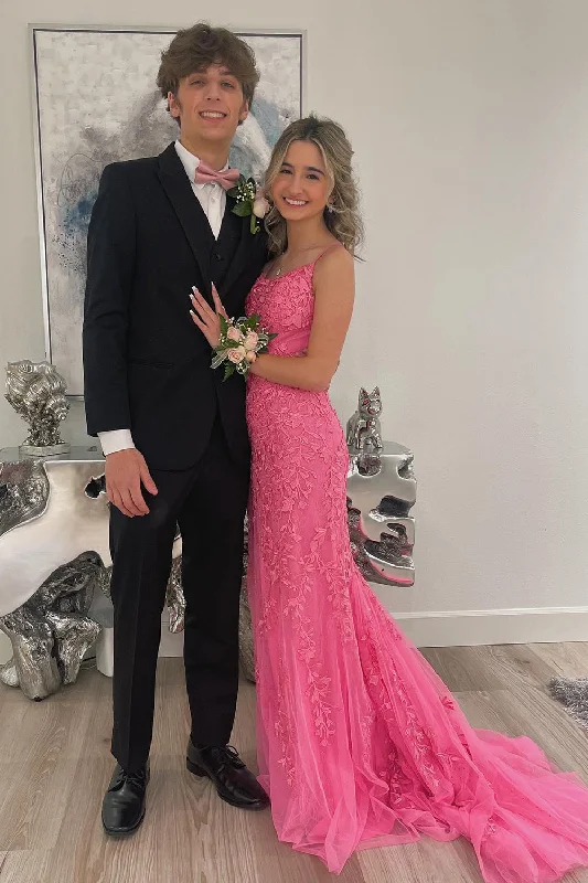 Party dresses with a ruched fabric for a textured and flattering effect​Green Tulle Mermaid Scoop Neck Lace Up Prom Dresses Evening Dresses  PSK438