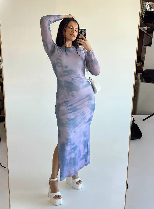 Bodycon dress made of jersey for a casual look​Harlowe Mesh Maxi Dress Blue Multi