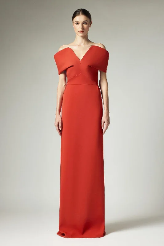 Short - length party dresses with a ruffled skirt for a flirty look​Idella Sheath Back Zipper Crepe Floor Length Dress