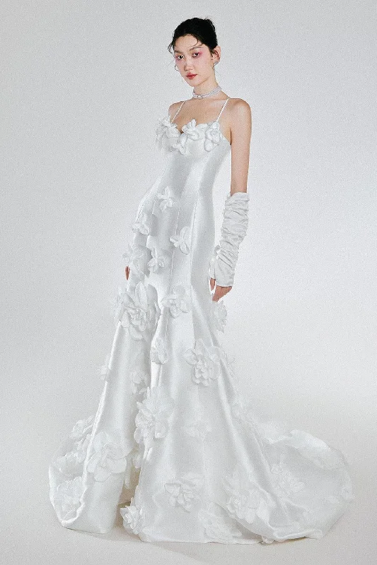 Gothic - style party dresses for a dark and mysterious look​Jari Mine Mermaid Spaghetti Strap Taffeta Floor Length Dress