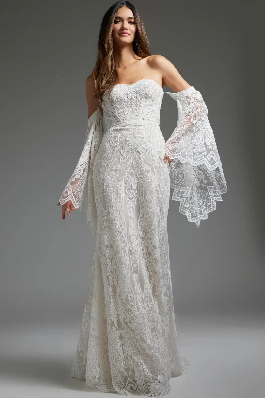 Plus - size wedding dresses with a flattering fit​Jovani JB39162 Long Bridal Gown Lace Wedding Dress