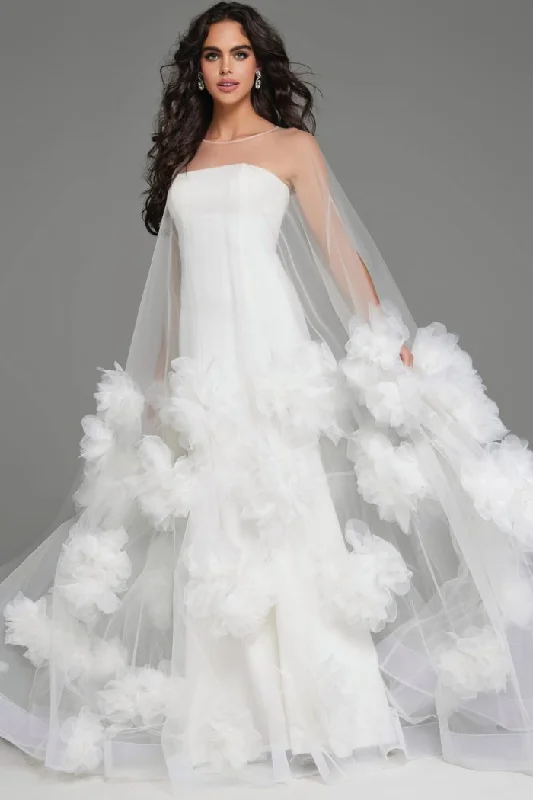 Wedding dresses with a built - in petticoat for added volume​Jovani JB40091 Bridal Gown A Line Floral Wedding Dress