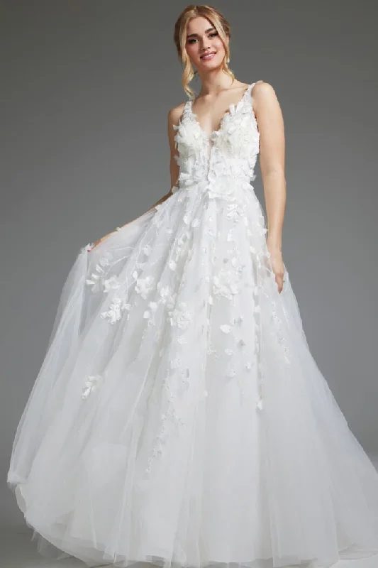 Silk wedding dresses with a smooth and luxurious feel​Jovani JB40511 A Line Bridal Gown Open Back Wedding Dress