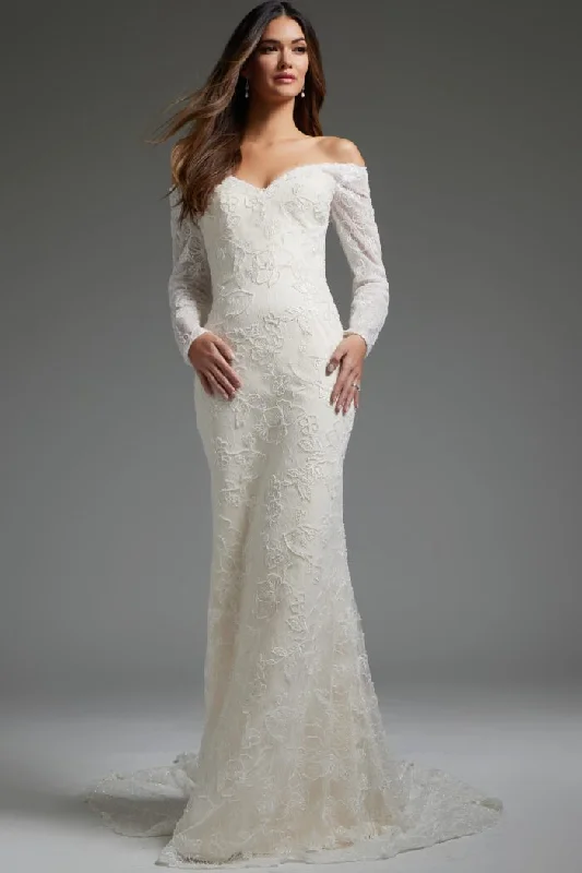 Long - train wedding dresses with a sweep train option​Jovani JB40591 Long Bridal Gown Wedding Dress